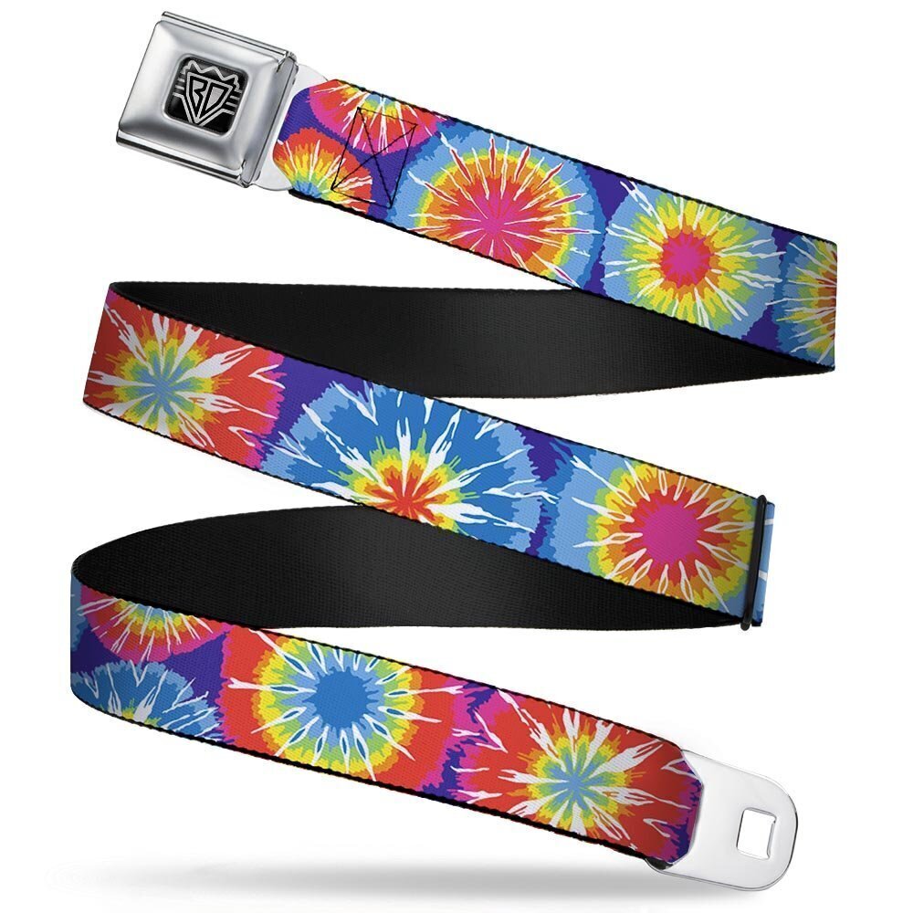 1999 Seatbelt Belt - 70's Tie Dye - 1.5" Wide - 32-52 Inches in Length